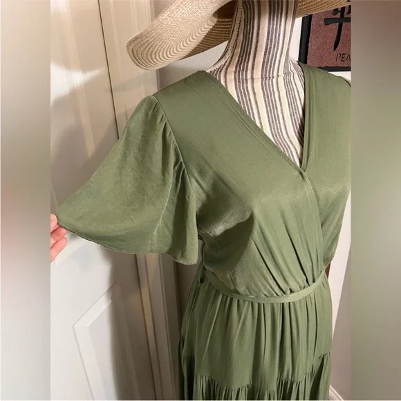 PrettyGarden Olive Maxi Dress with Tie Waist - Picture 5 of 11